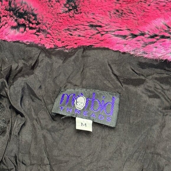 Vintage Morbid Threads Faux Fur Coat Womens Medium Pink One Button USA - Picture 12 of 16